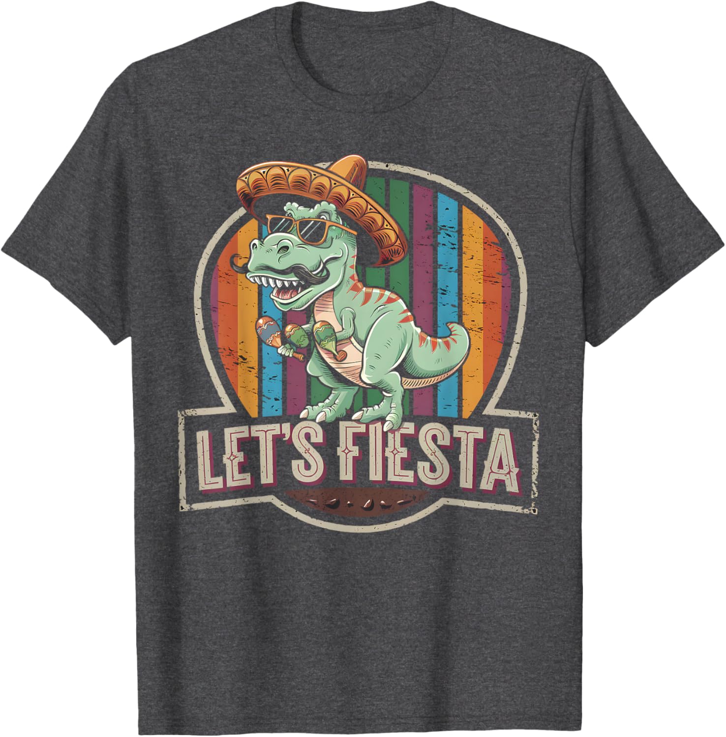 Cute Let's Fiesta Mexican Dino Trex T-Shirt for Toddler Boys - 4