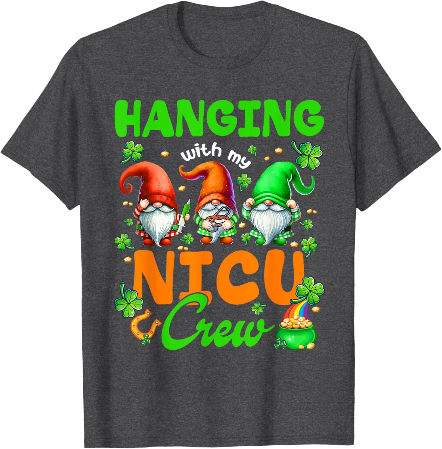 Adorable NICU Nurse Gnome St. Patrick's Day T-Shirt for Nurses and Friends - 22