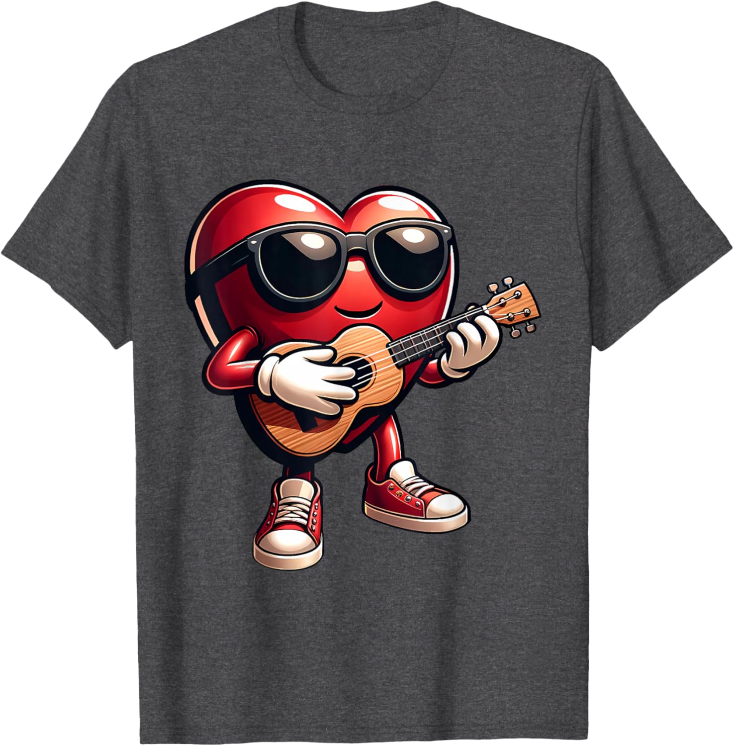 Heart Ukulele Love T-Shirt for Musicians Perfect for Valentine's Day - 6