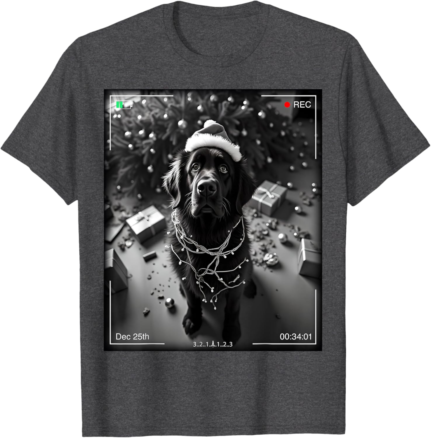 Cute Christmas Newfoundland Dog Caught on Camera T-Shirt for Dog Lovers - 5