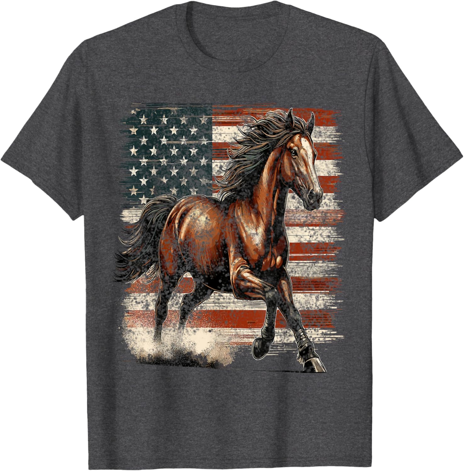 Patriotic Horse American Flag T-Shirt Perfect for 4th of July Celebrations - 5