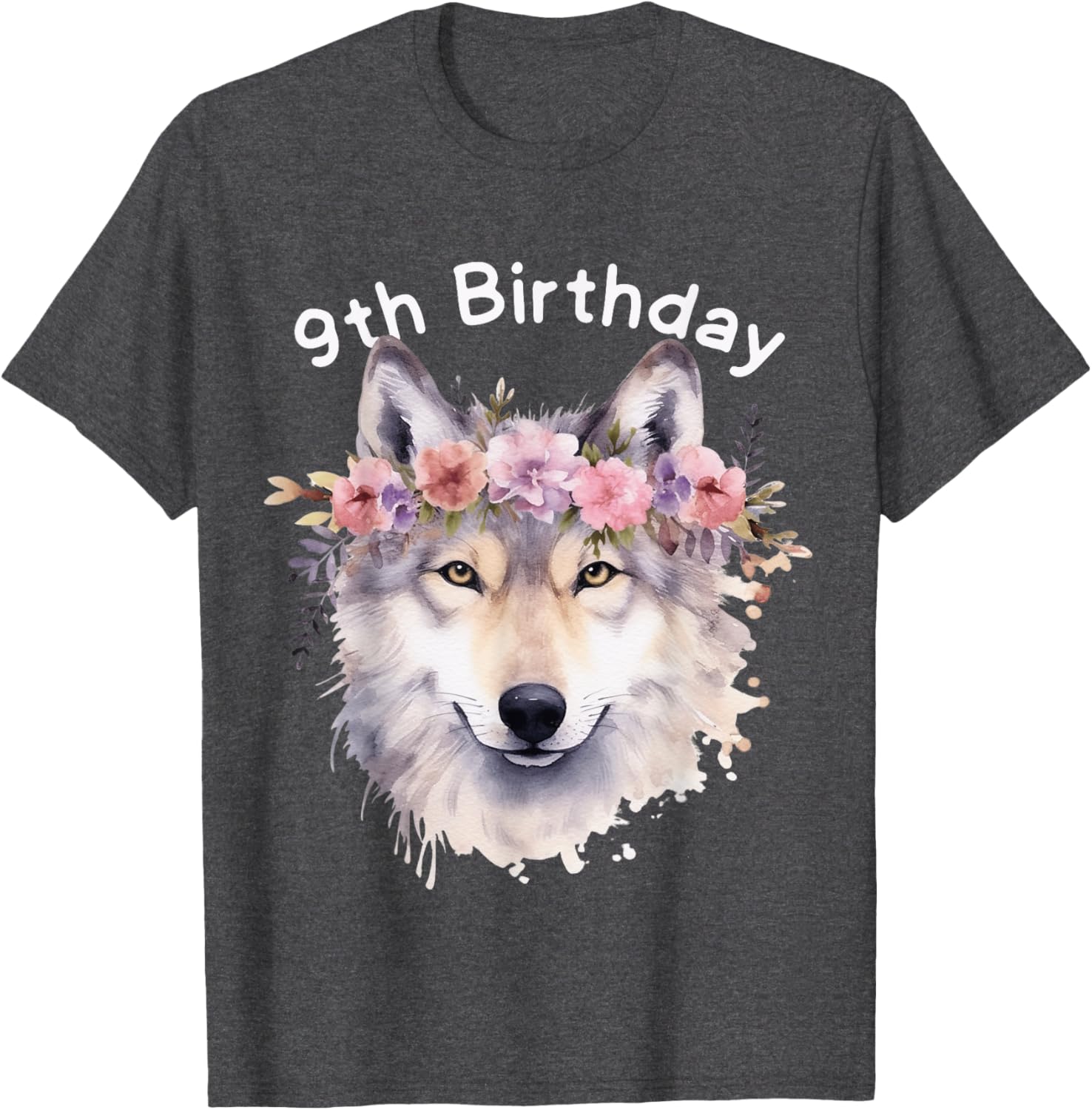 9th Birthday Wolf Pack T-Shirt for Girls - Cute Wolves Party Tee - 3
