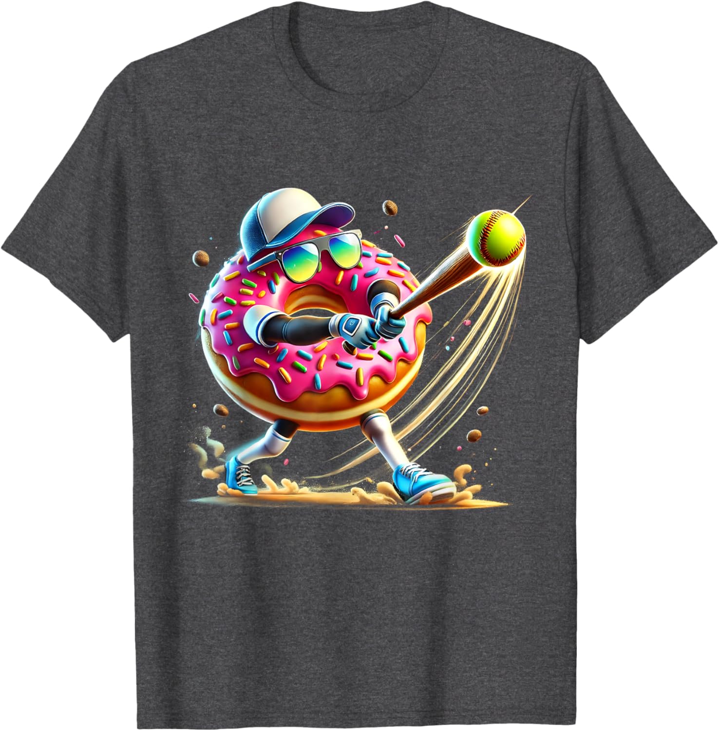 Donut Lover Softball Player T-Shirt Fun Sports Tee for All Ages - 4