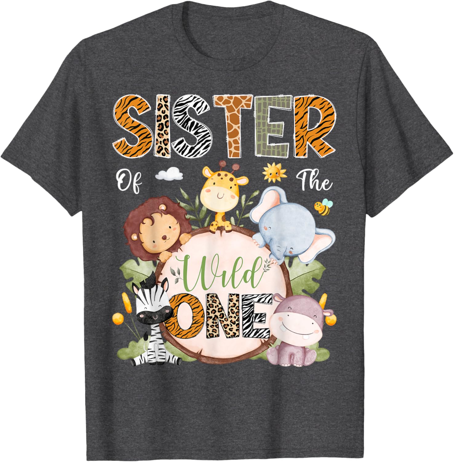 Sister of the Wild One 1st Birthday Safari Jungle Animals T-Shirt - 11