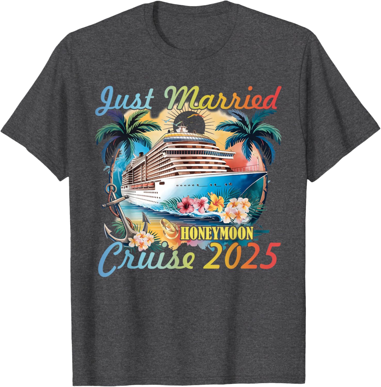Just Married Honeymoon Cruise T-Shirt for Couples 2025 Adventure - 3