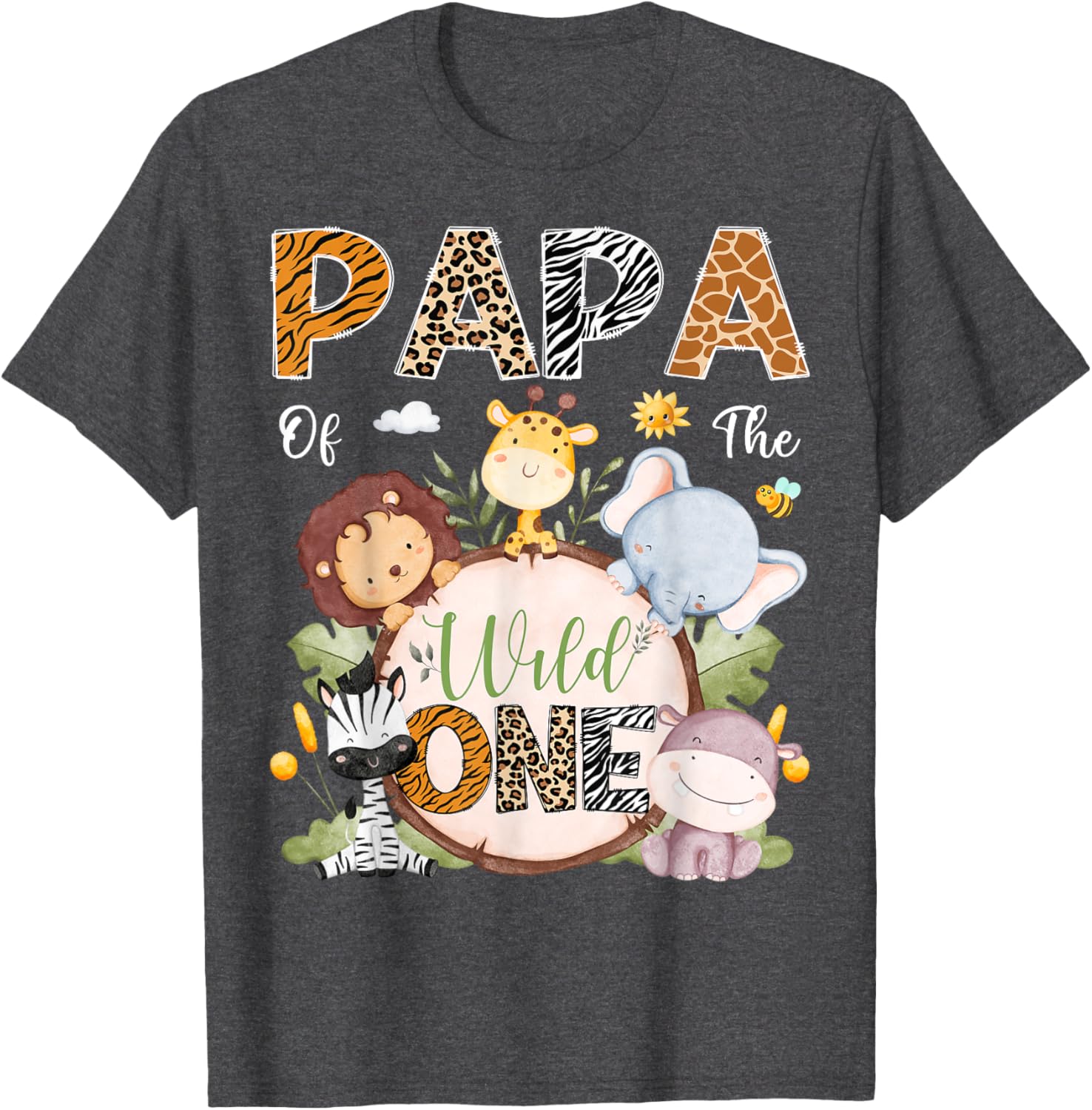 Papa Of The Wild One 1st Birthday Safari T-Shirt for Jungle Lovers - 1