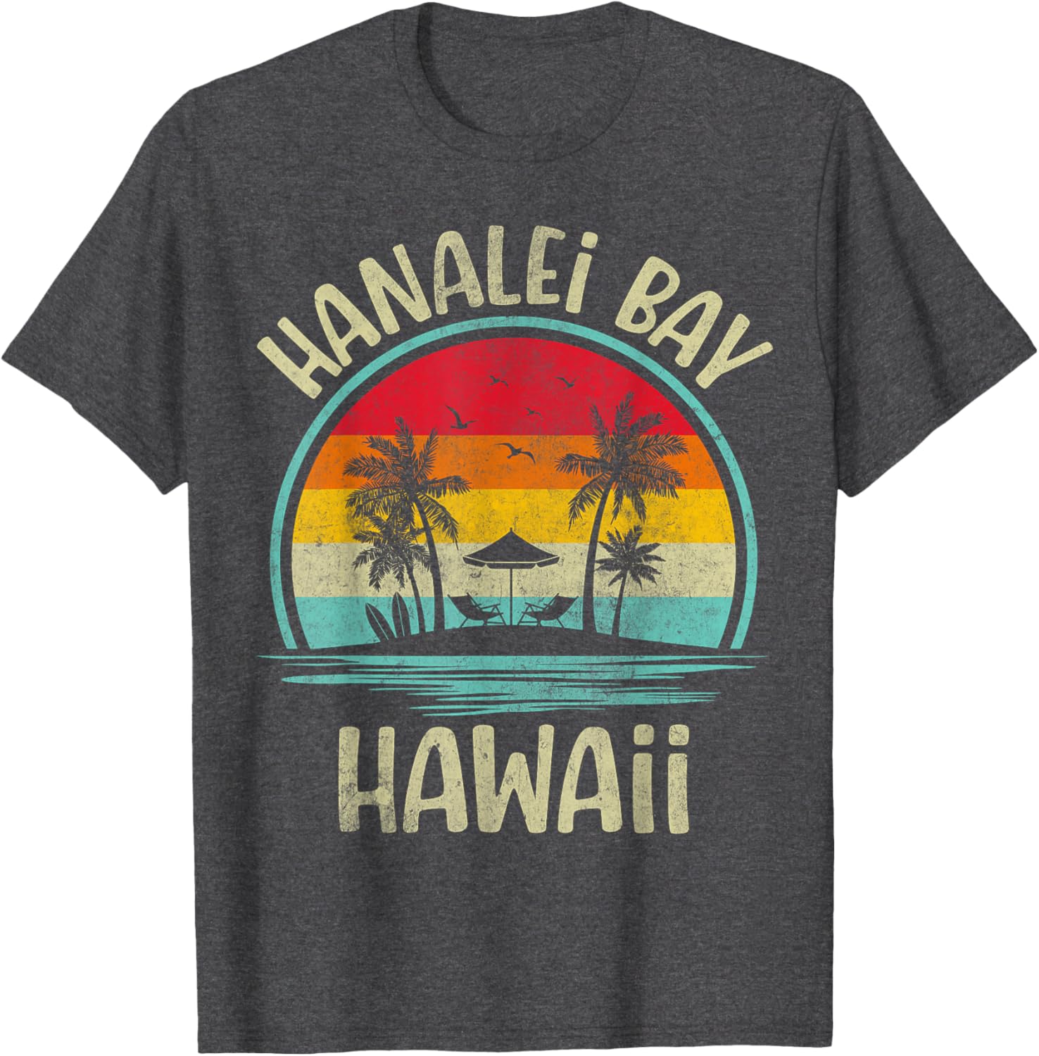 Hanalei Bay Beach Hawaii Palm Tree Family Summer Vacation T-Shirt - 16