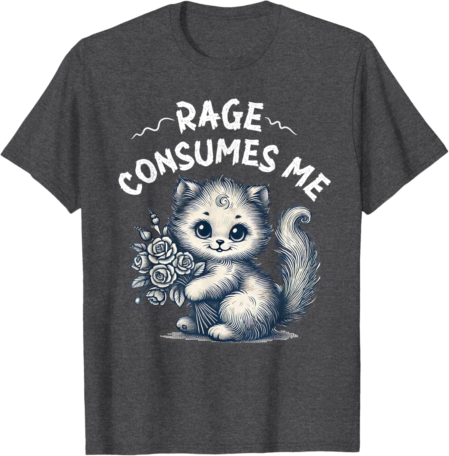 Cute Rage Consumes Me Cat Meme T-Shirt for Men and Women - 5