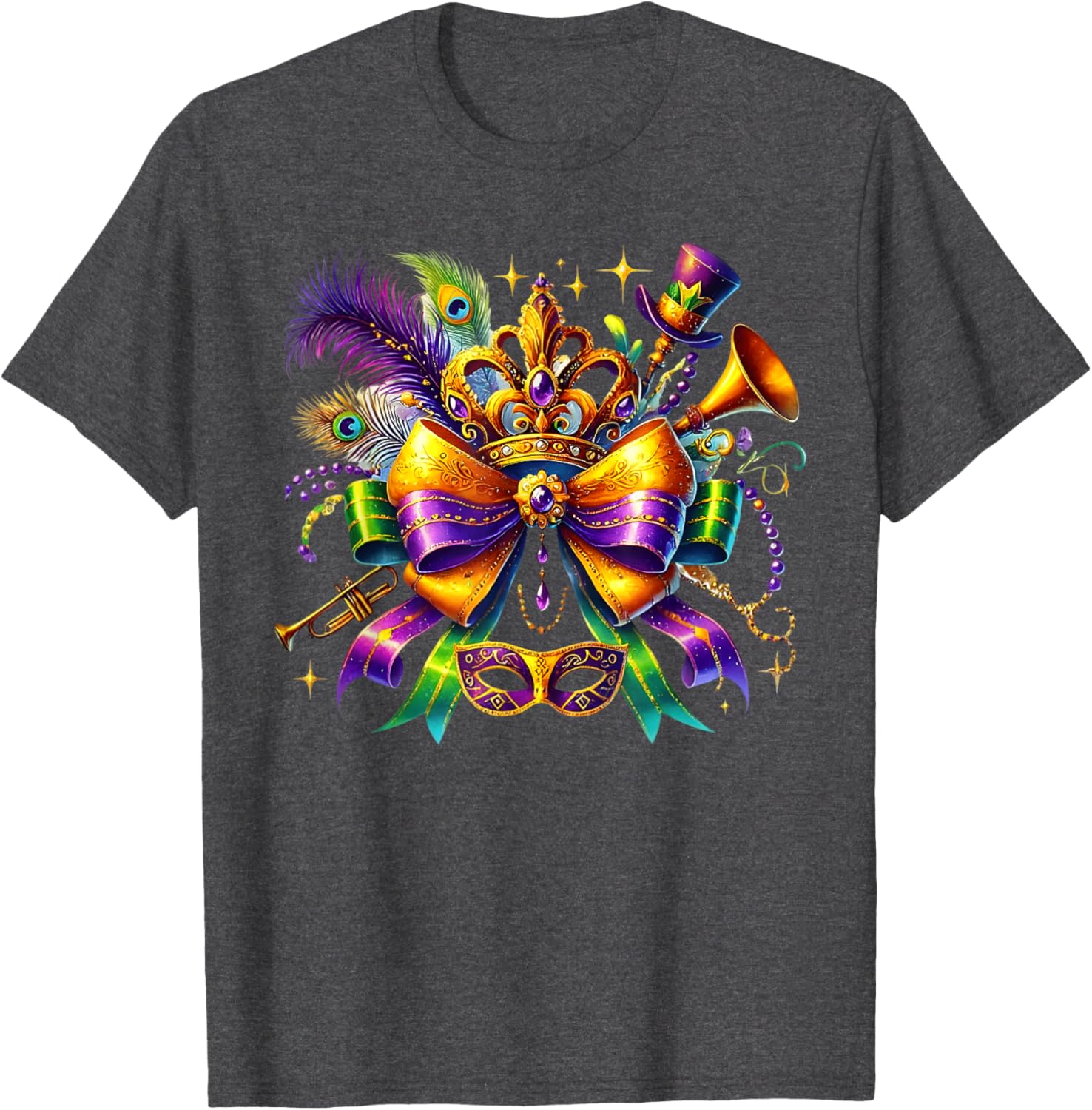 Mardi Gras Coquette Bow T-Shirt for Women and Girls - Festive Style - 14
