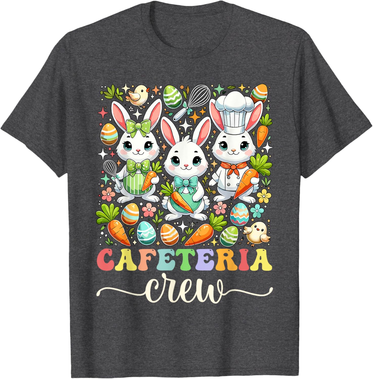 Groovy Cafeteria Crew Easter Bunny T-Shirt for School Workers - 1