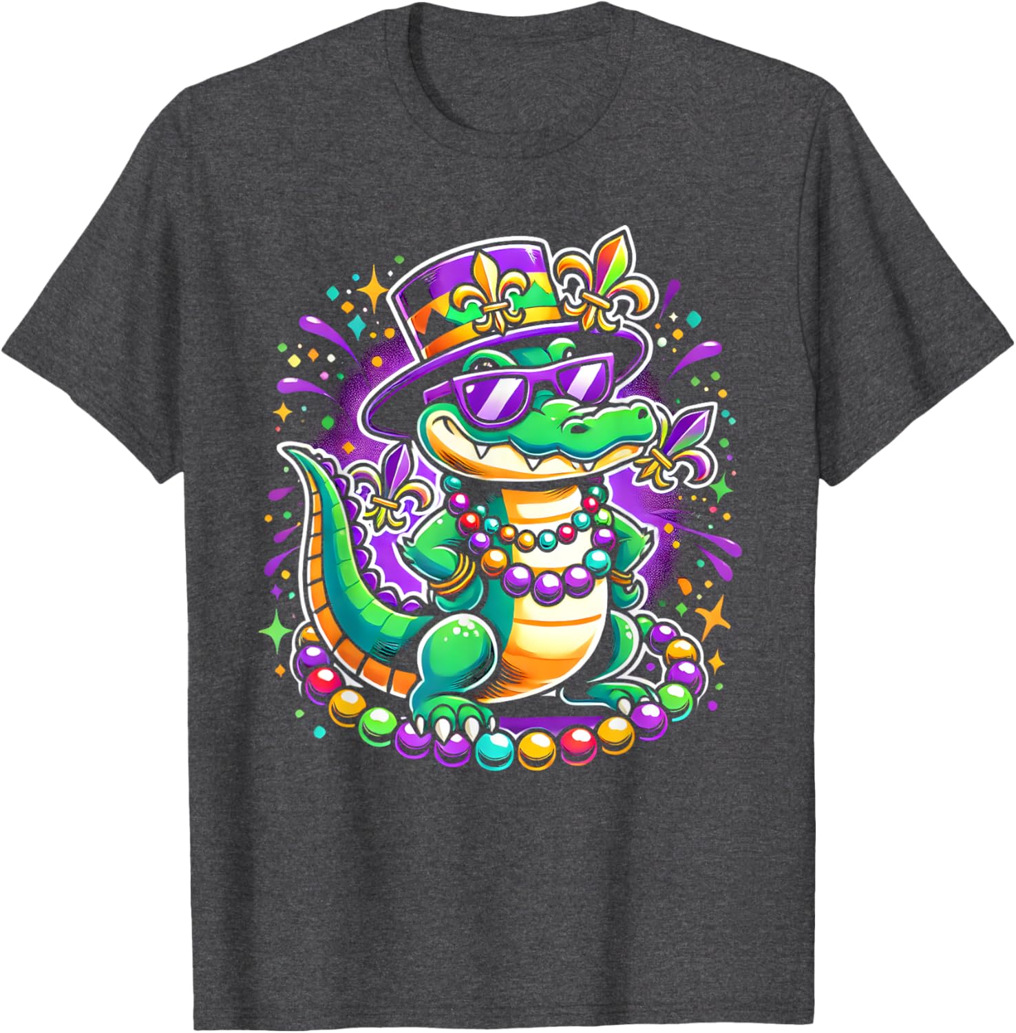 Mardigator Mardi Gras Alligator T-Shirt for Men and Women - 9