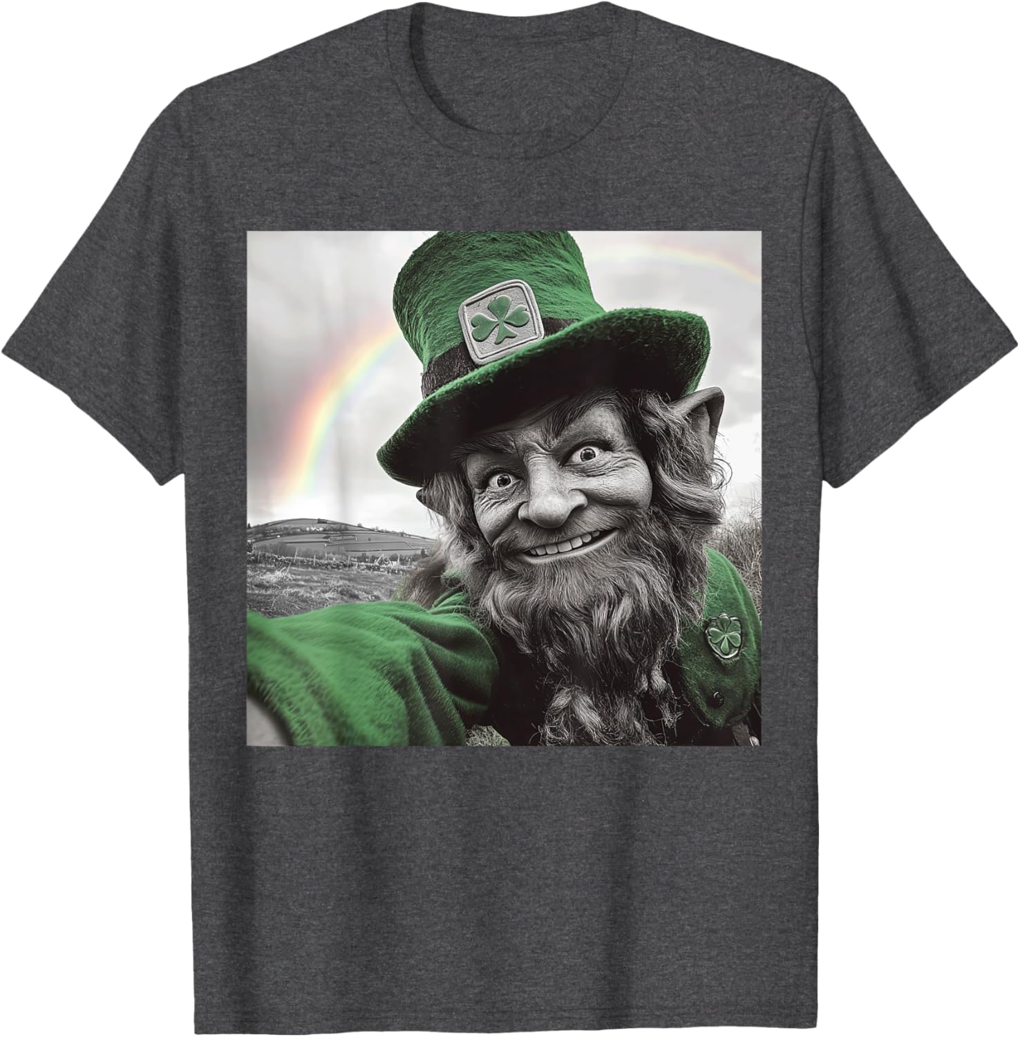 Funny St Patricks Day Rainbow Leprechaun Selfie T-Shirt for Festive Fun - 8