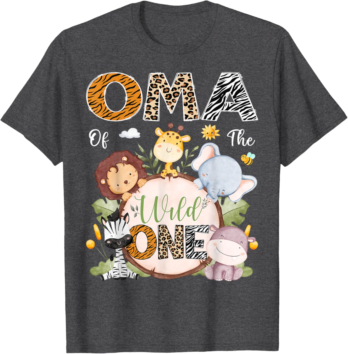 Oma Of The Wild One First Birthday Safari Jungle Animals T-Shirt - 1