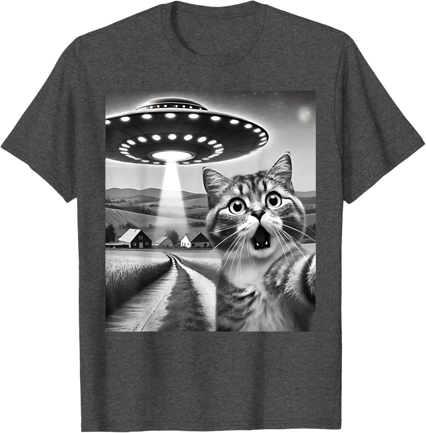 Funny Cat Selfie with Alien UFO T-Shirt for Men, Women, and Kids - 4