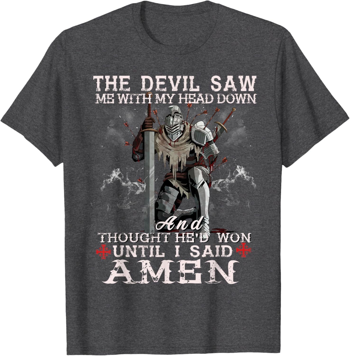Knight Templar Christian Warrior T-Shirt with Powerful Amen Statement - 5
