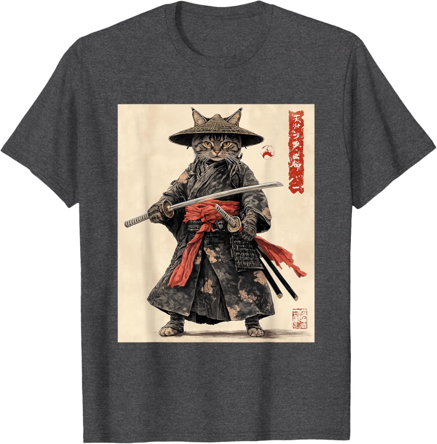 Samurai Cat T-Shirt - Japanese Warrior Graphic Tee for Cat Lovers - 13