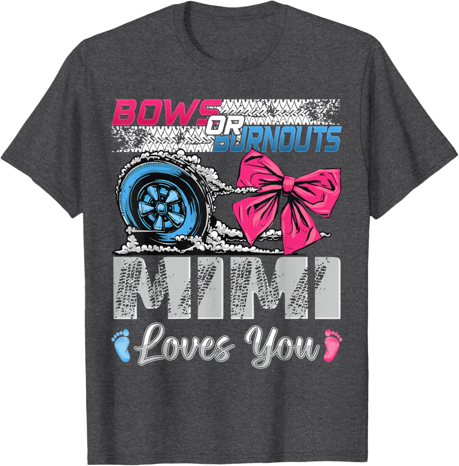 Burnouts or Bows Mimi Loves You Gender Reveal Party T-Shirt for Kids - 9