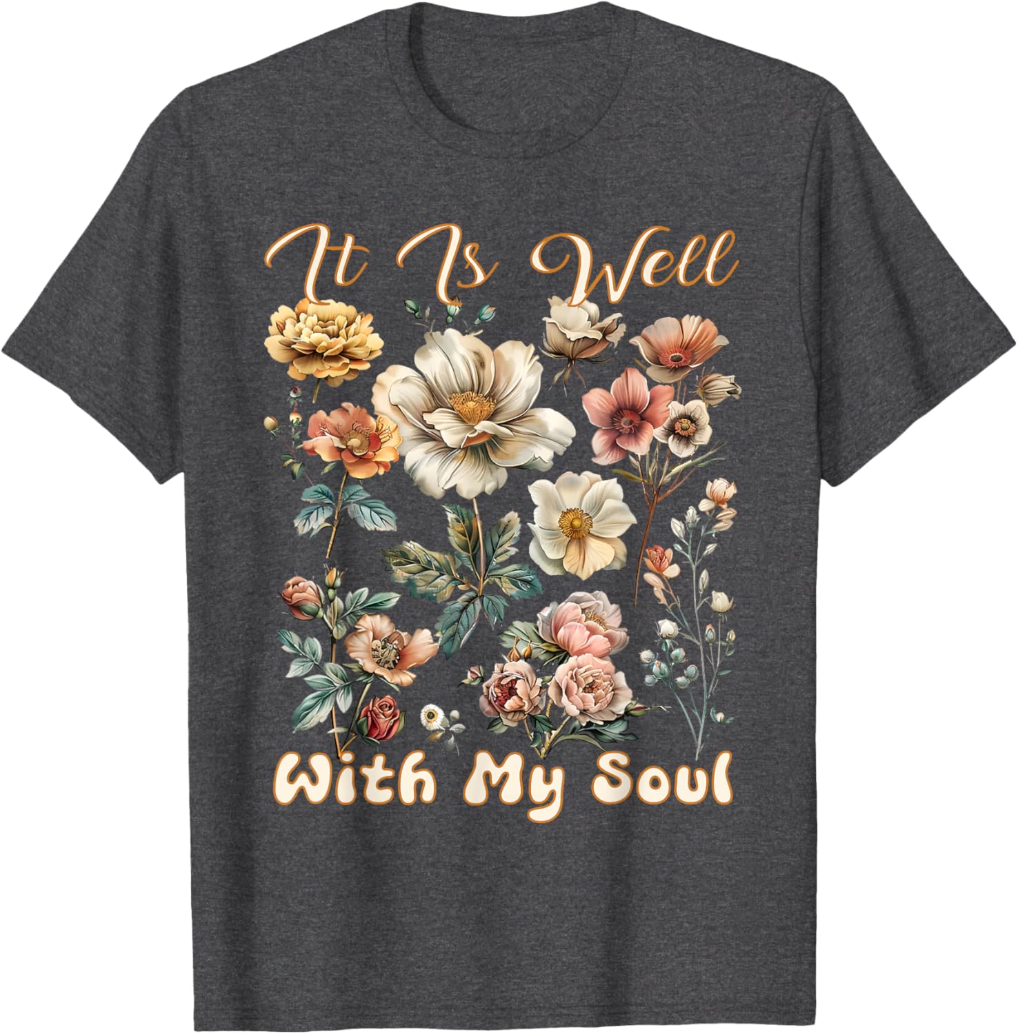 Boho Wildflower T-Shirt It Is Well With My Soul Faith Inspired Design - 5