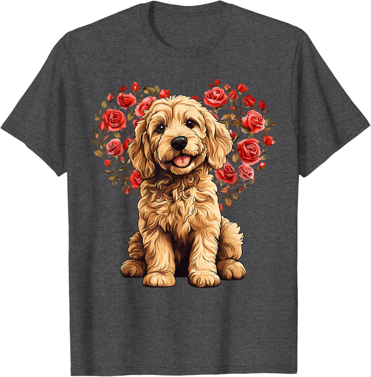 Goldendoodle Valentine’s Day Floral Heart T-Shirt for Dog Lovers - 11