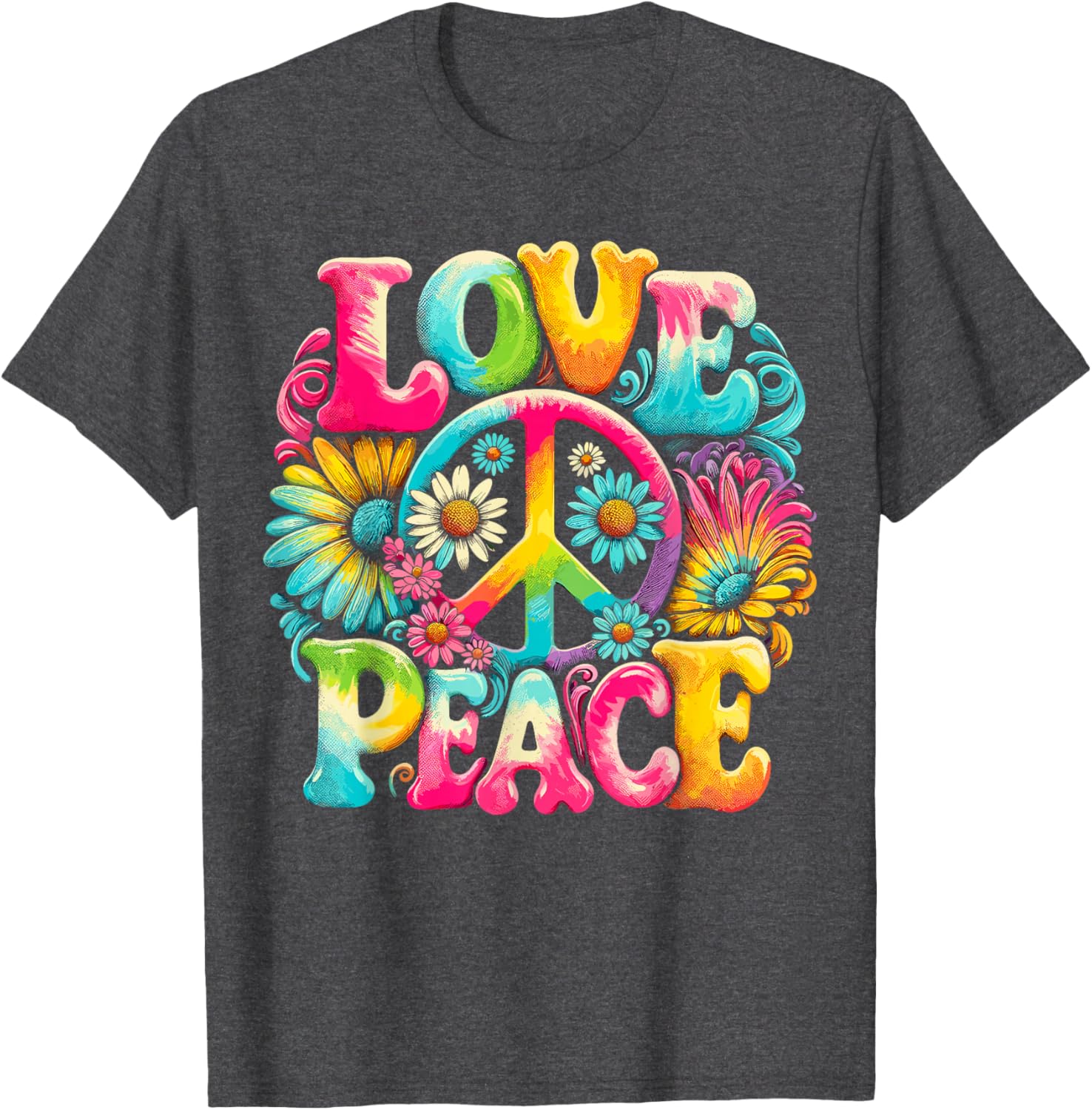 Hippie Tie Dye T-Shirt with Peace Sign and Love Design for Trendy Style - 14