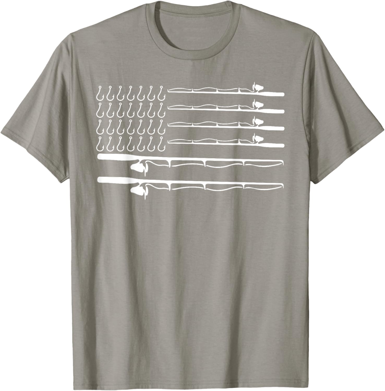 Patriotic Father's Day Fishing Rods USA Flag Graphic T-Shirt for Men - 1