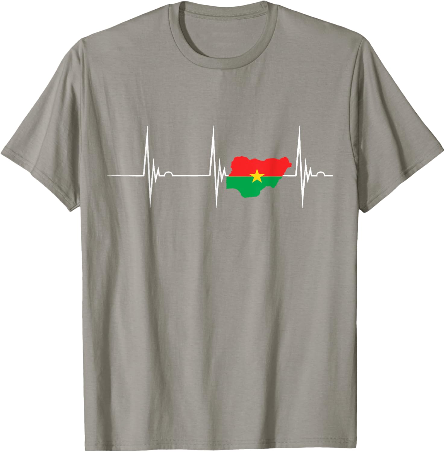 Burkina Faso Heartbeat EKG Pulse Flag T-Shirt for Proud Burkina Fasoans - 1