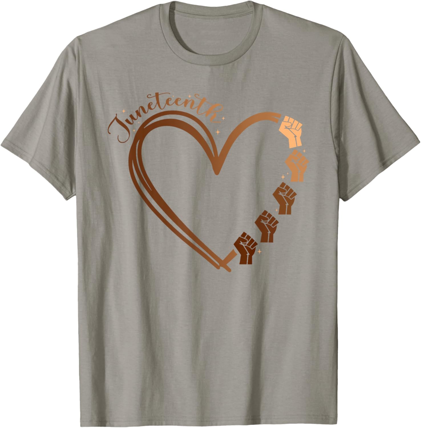 Juneteenth Heart Fist T-Shirt Celebrating Melanin and Black History Month - 15