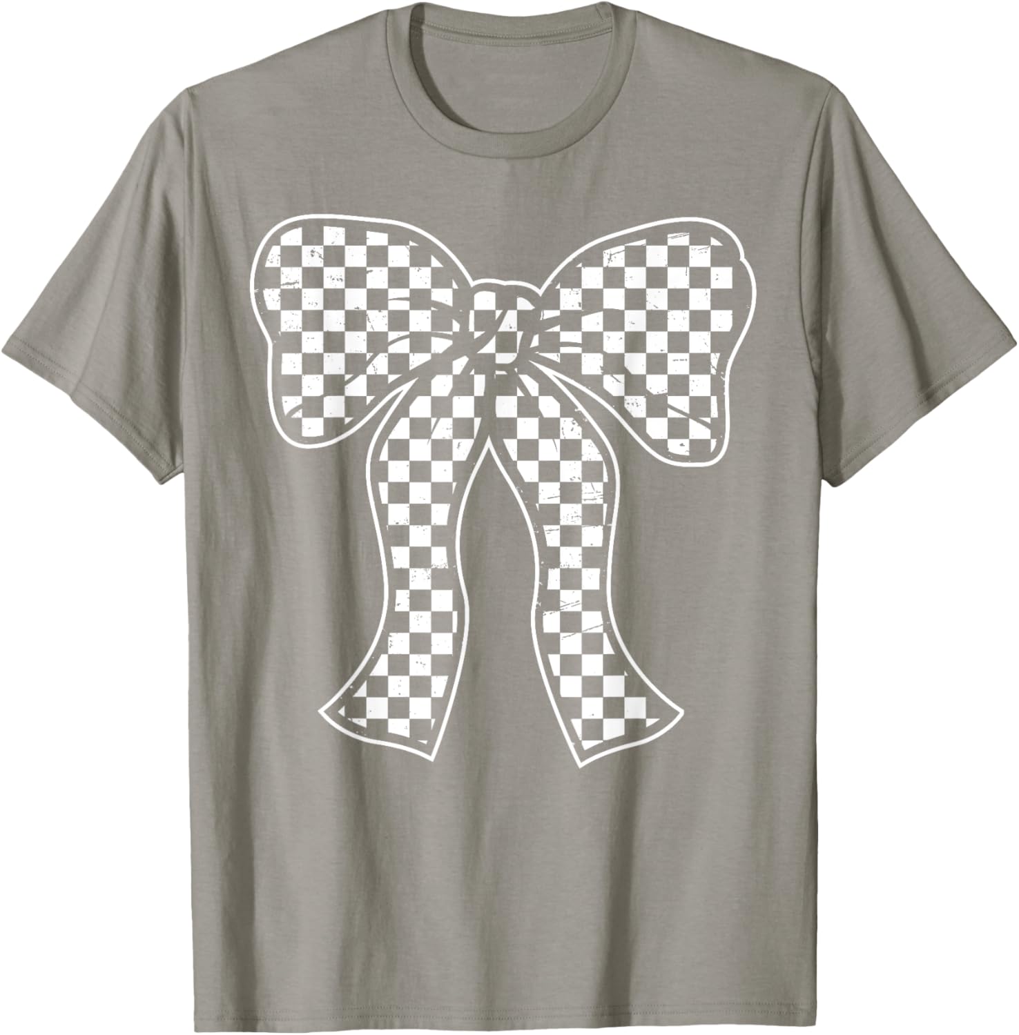 Cute Checkered Bow Flag T-Shirt for Women - Race Car Racing Style - 12