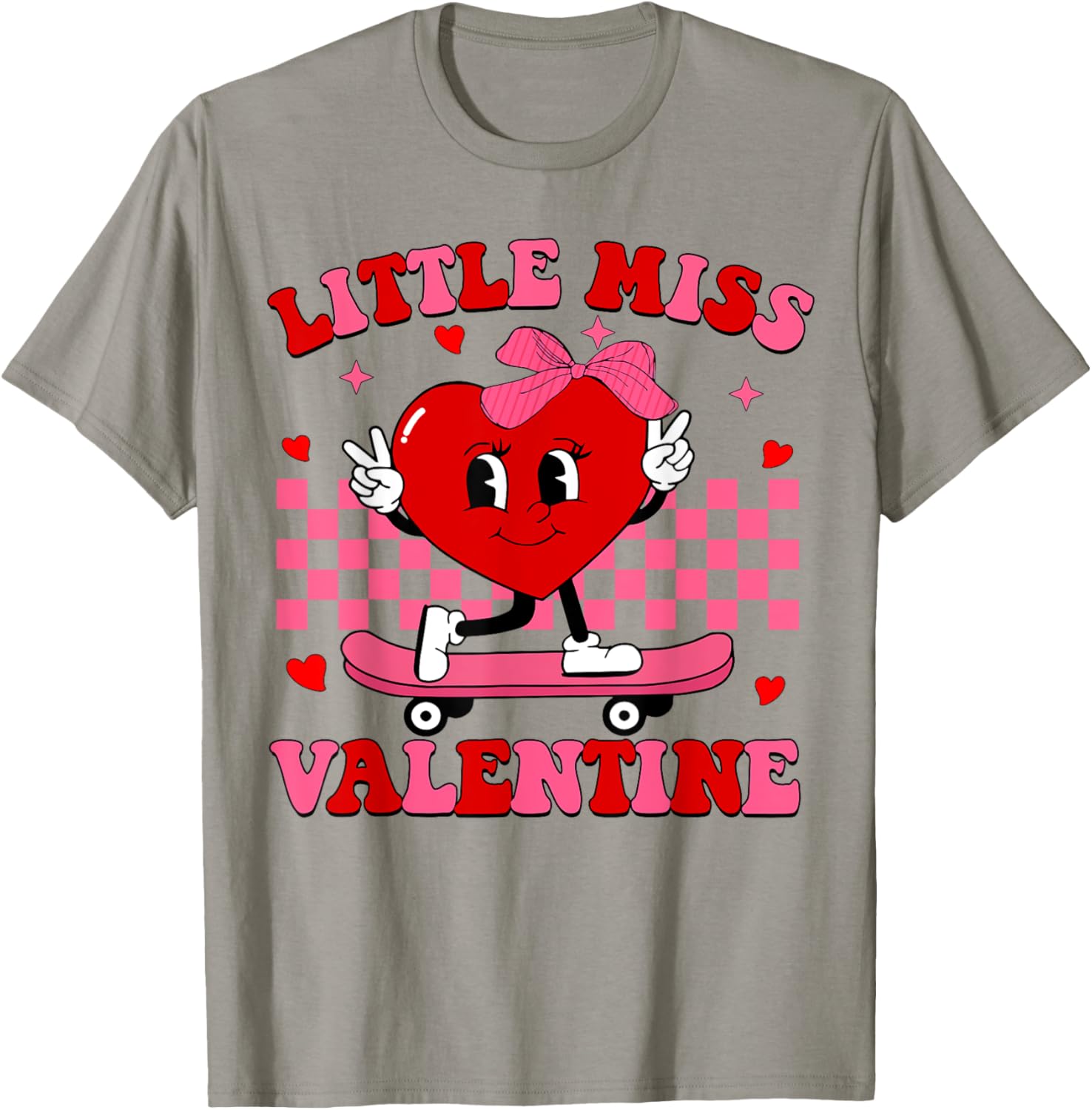 Little Miss Valentine Heart Skateboard T-Shirt for Fun-Loving Women - 2