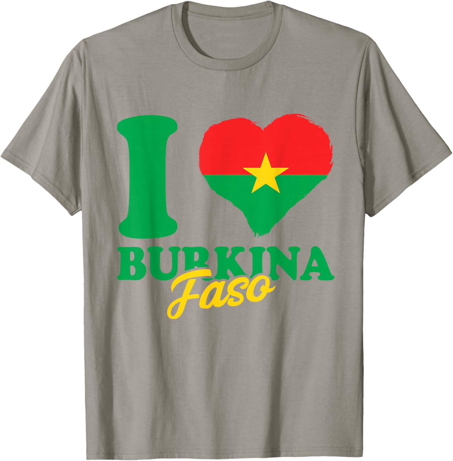 I Love Burkina Faso Heart T-Shirt with Burkina Faso Flag Design - 16