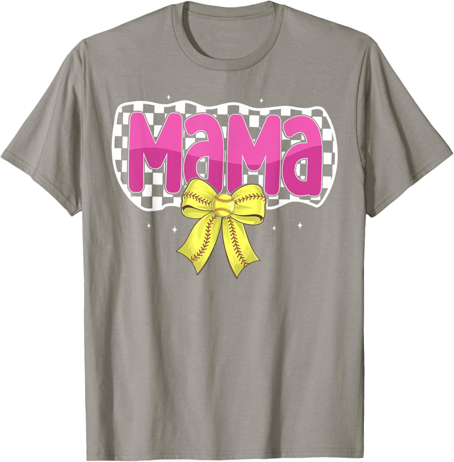 Softball Mom Coquette Bow Checkered Sport T-Shirt for Proud Mama - 16