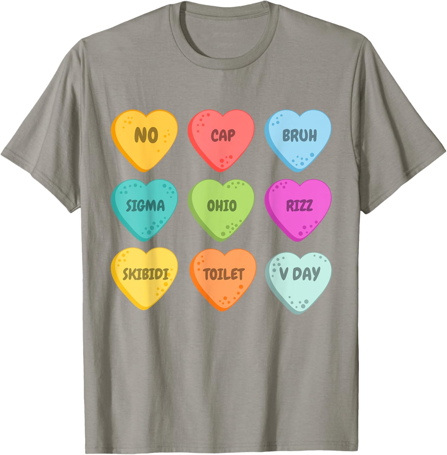 Skibidi Valentine's Day Rizz Candy Heart T-Shirt for Groovy Love Vibes - 21