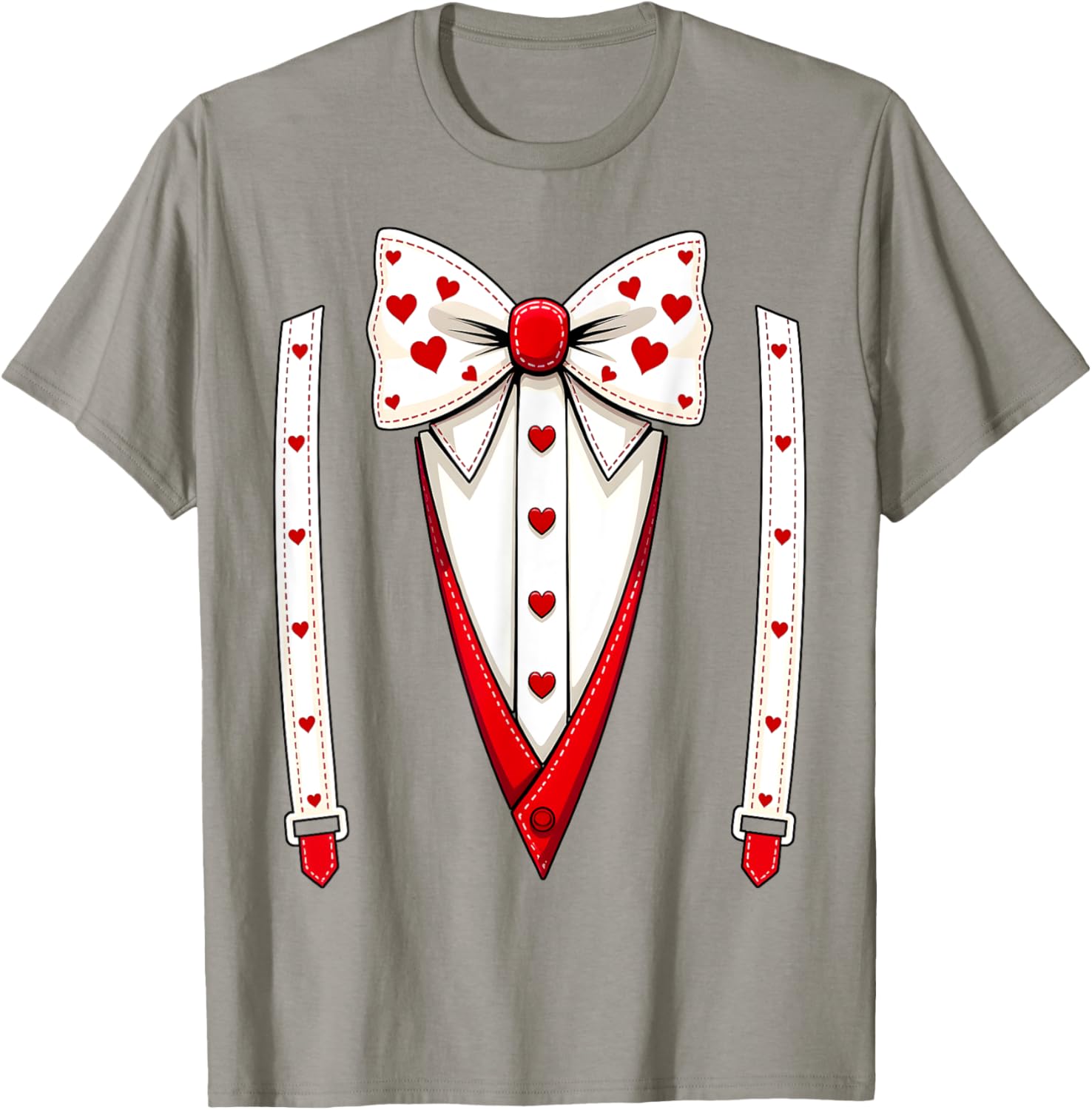 Hearts Bow Tie Suspenders Valentine Costume Kids T-Shirt for Boys - 18