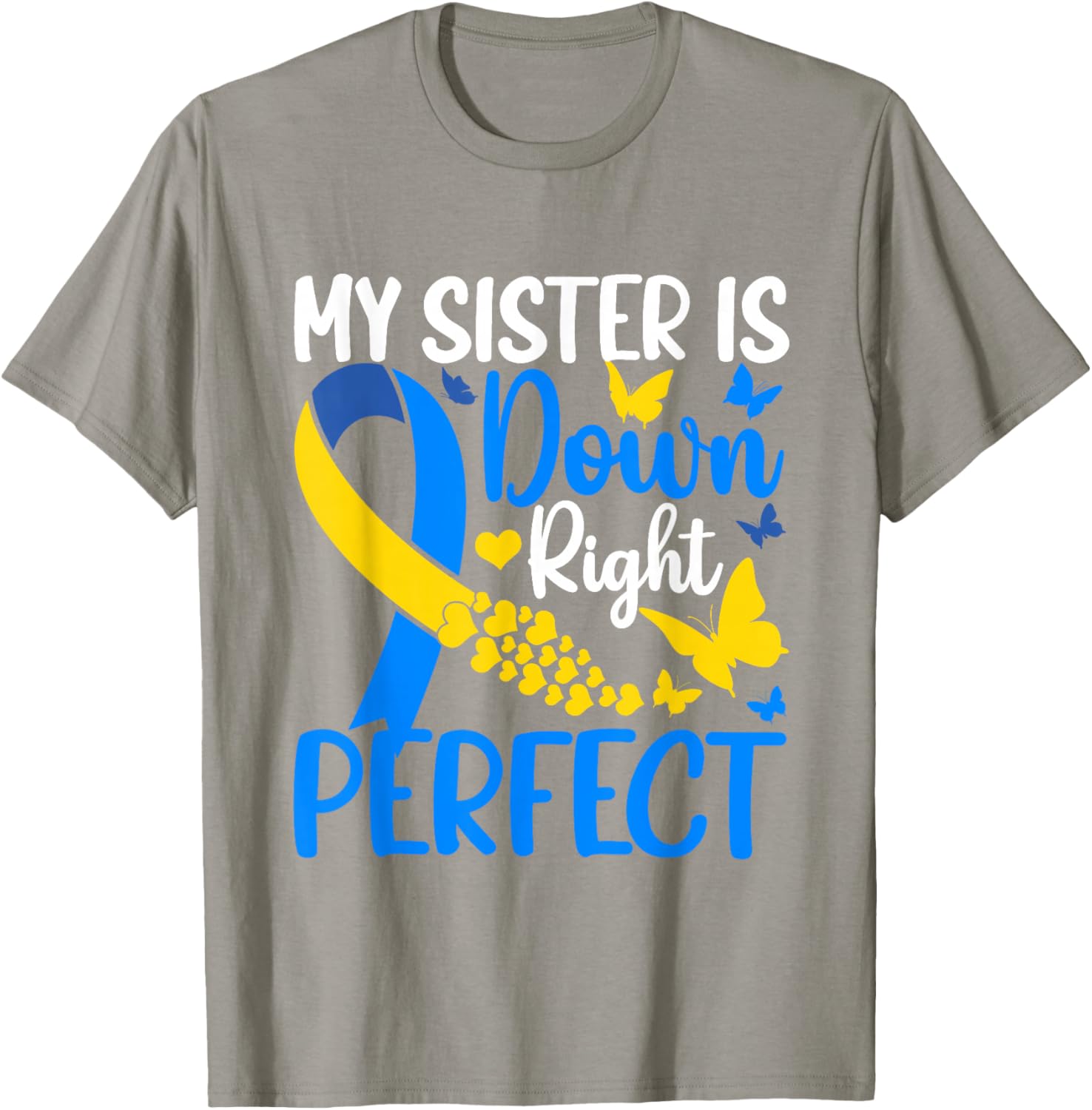 Sister Down Syndrome Awareness Butterfly T-Shirt for Supportive Siblings - 14