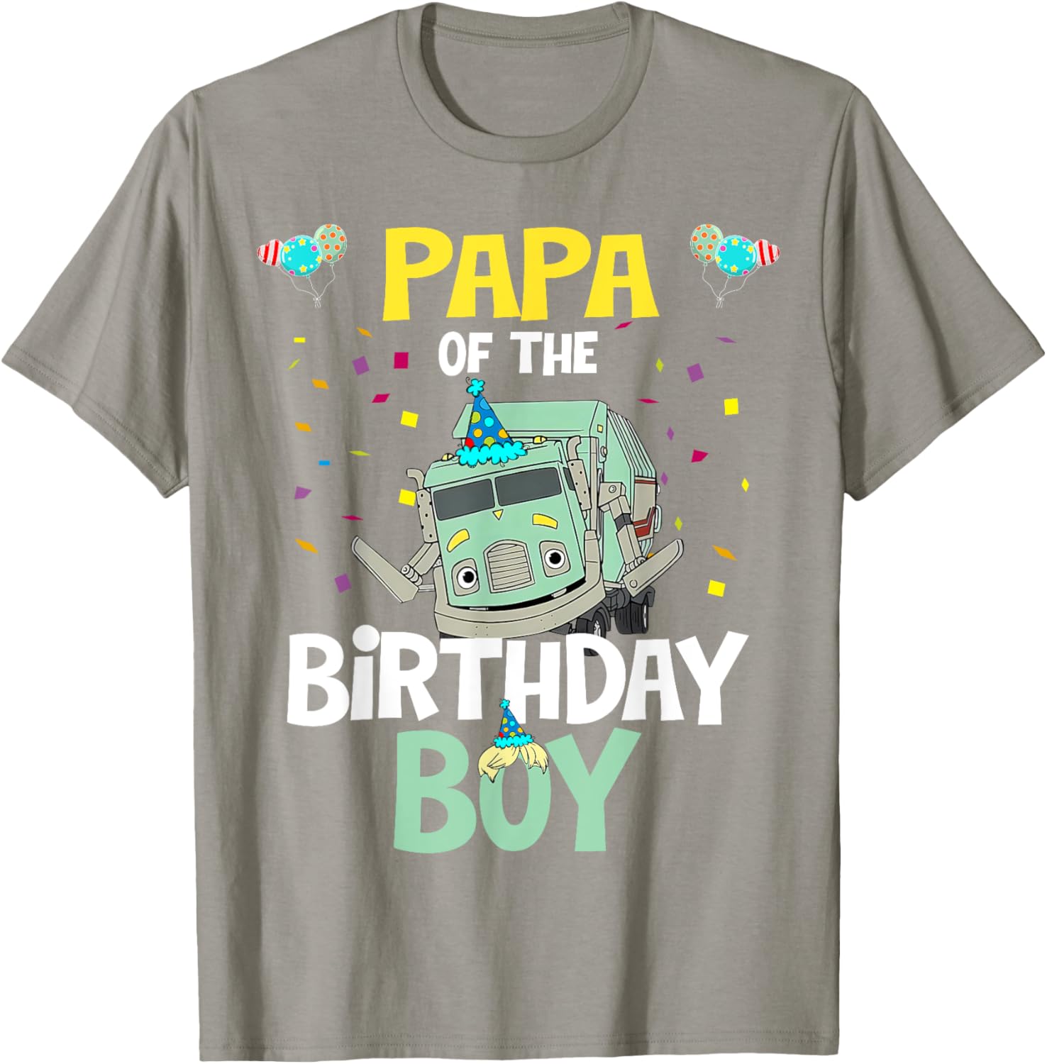 Papa Of The Birthday Boy Garbage Truck Recycling Trash T-Shirt Gift - 11