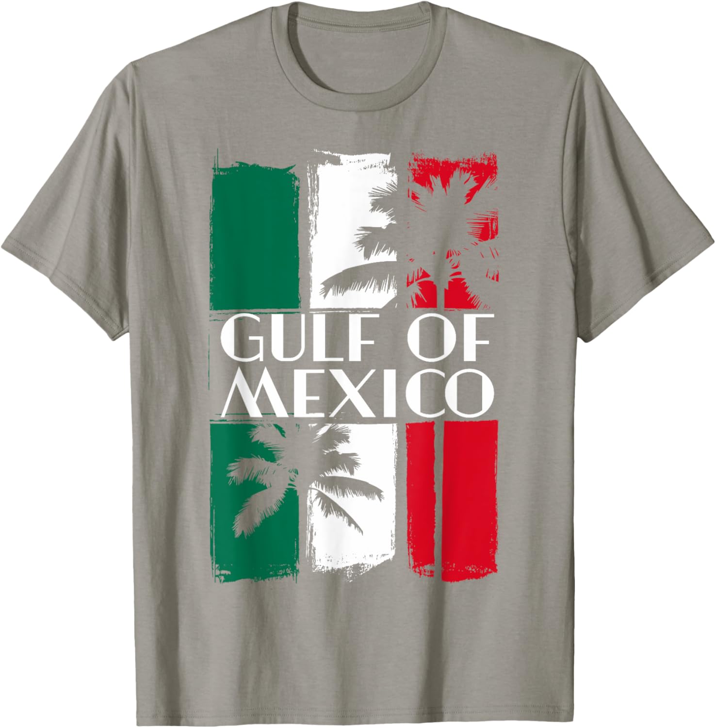 Gulf of Mexico T-Shirt with Mexican Flag Colors and Palm Trees - 6