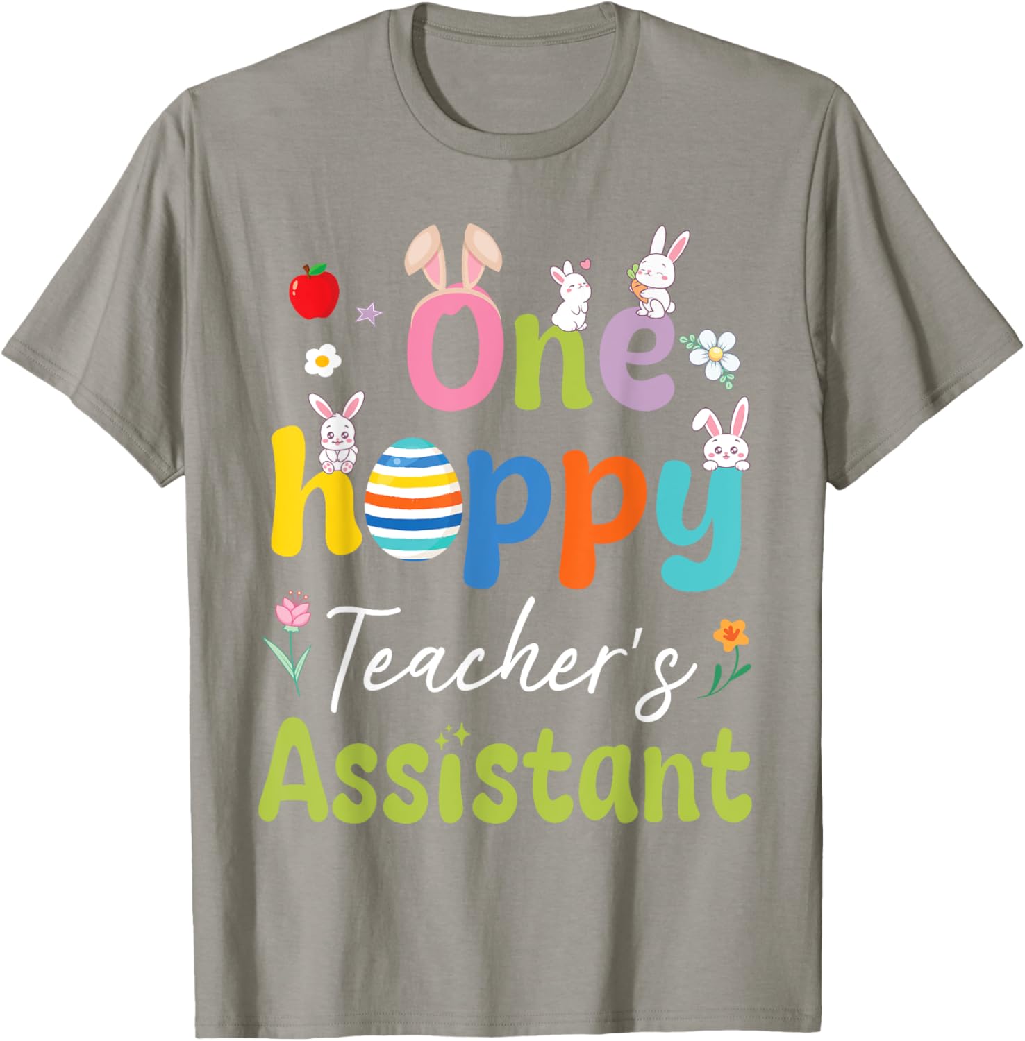 Hoppy Teacher's Assistant T-Shirt with Bunnies, Easter Eggs, and Flowers - 10
