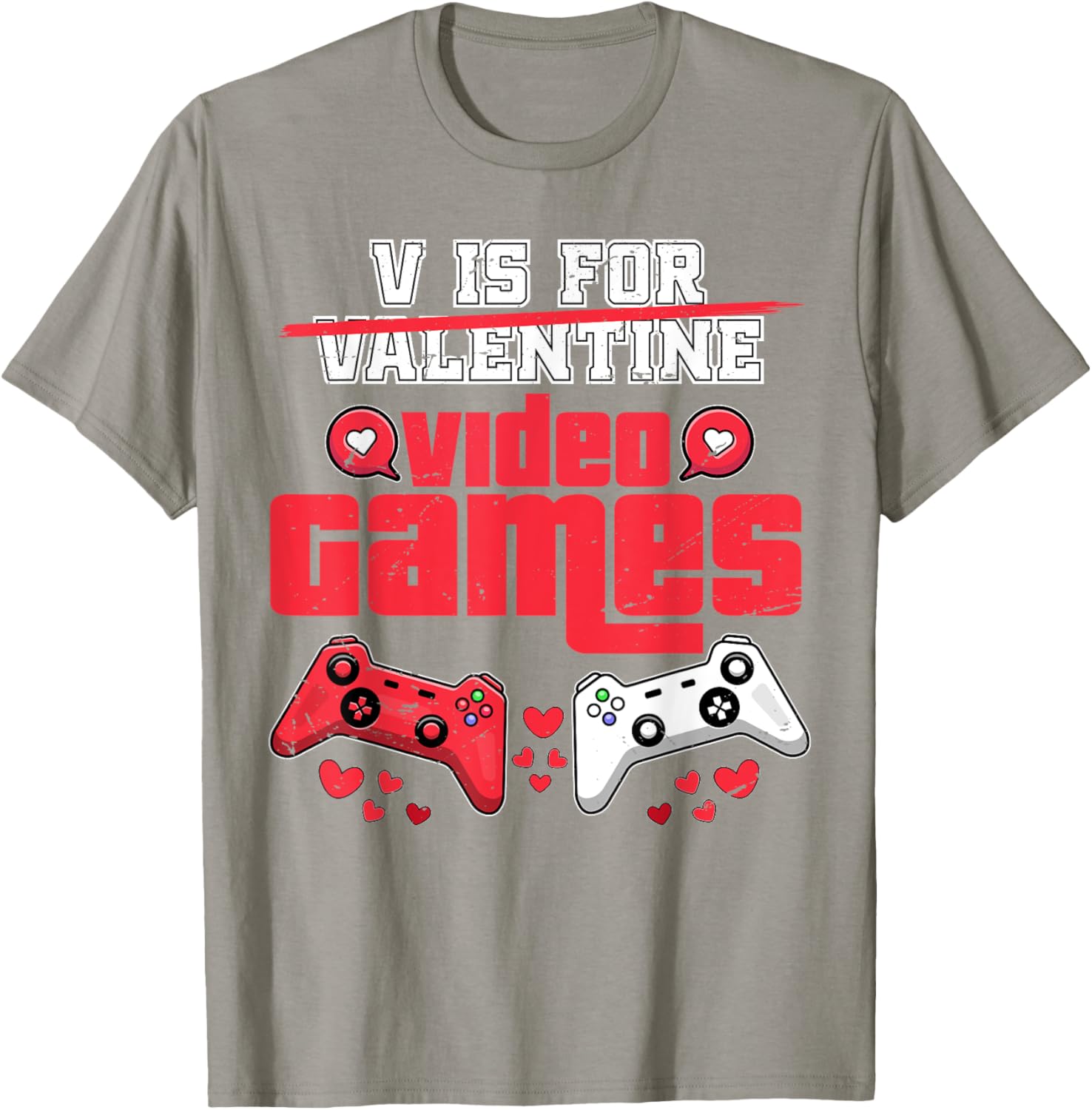 V Is For Video Games Men's Valentine's Day T-Shirt for Gamers - 7