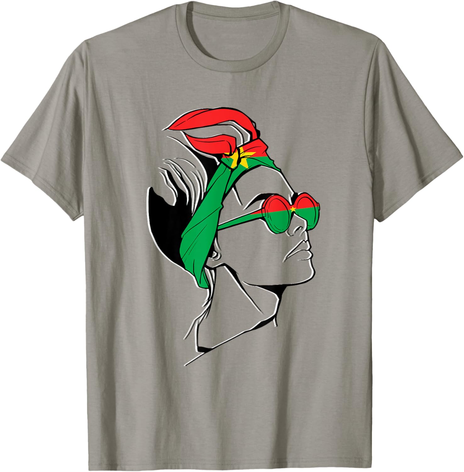 Burkina Faso Pride T-Shirt with Headscarf Design for Women - 3