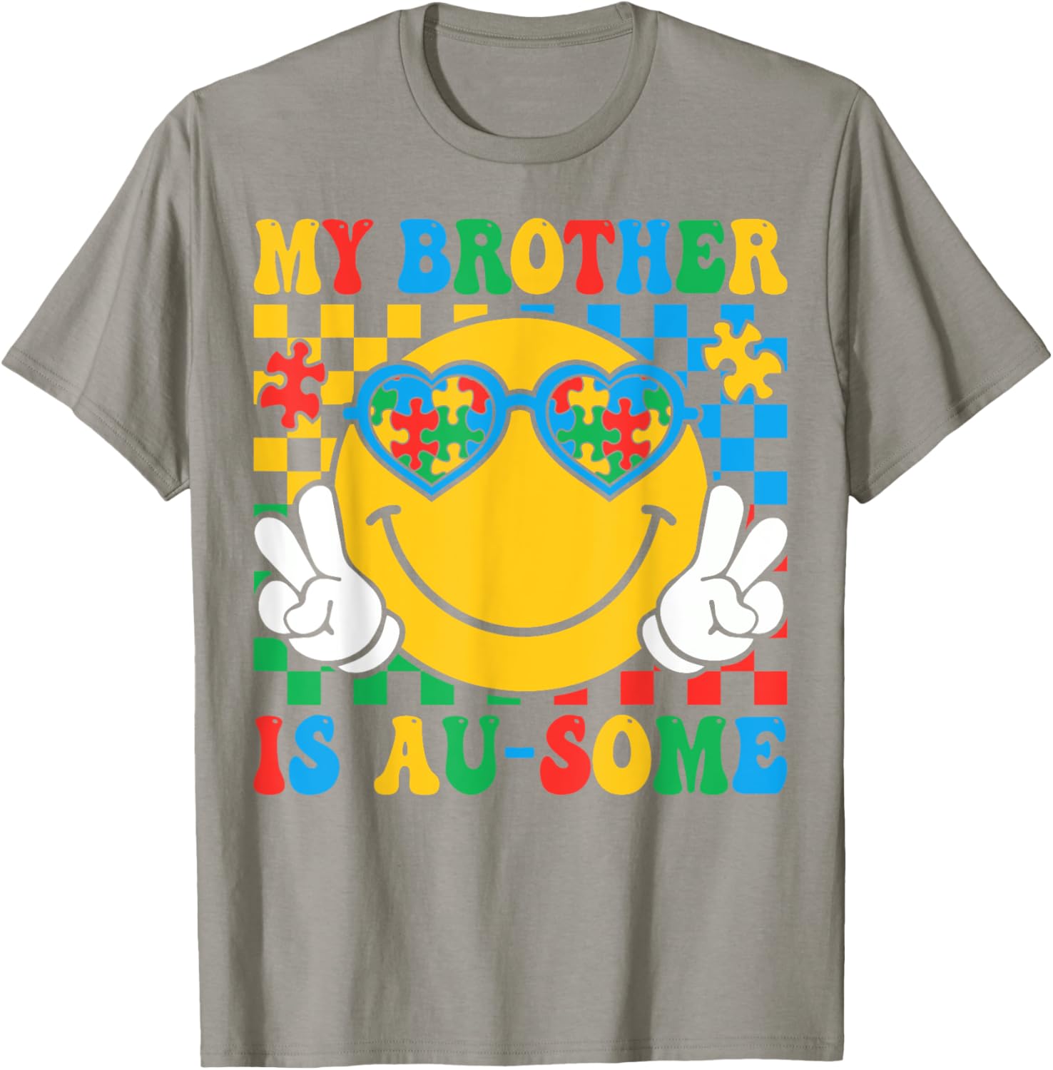 My Brother Is Awesome Autism Awareness T-Shirt for Sisters and Kids - 1