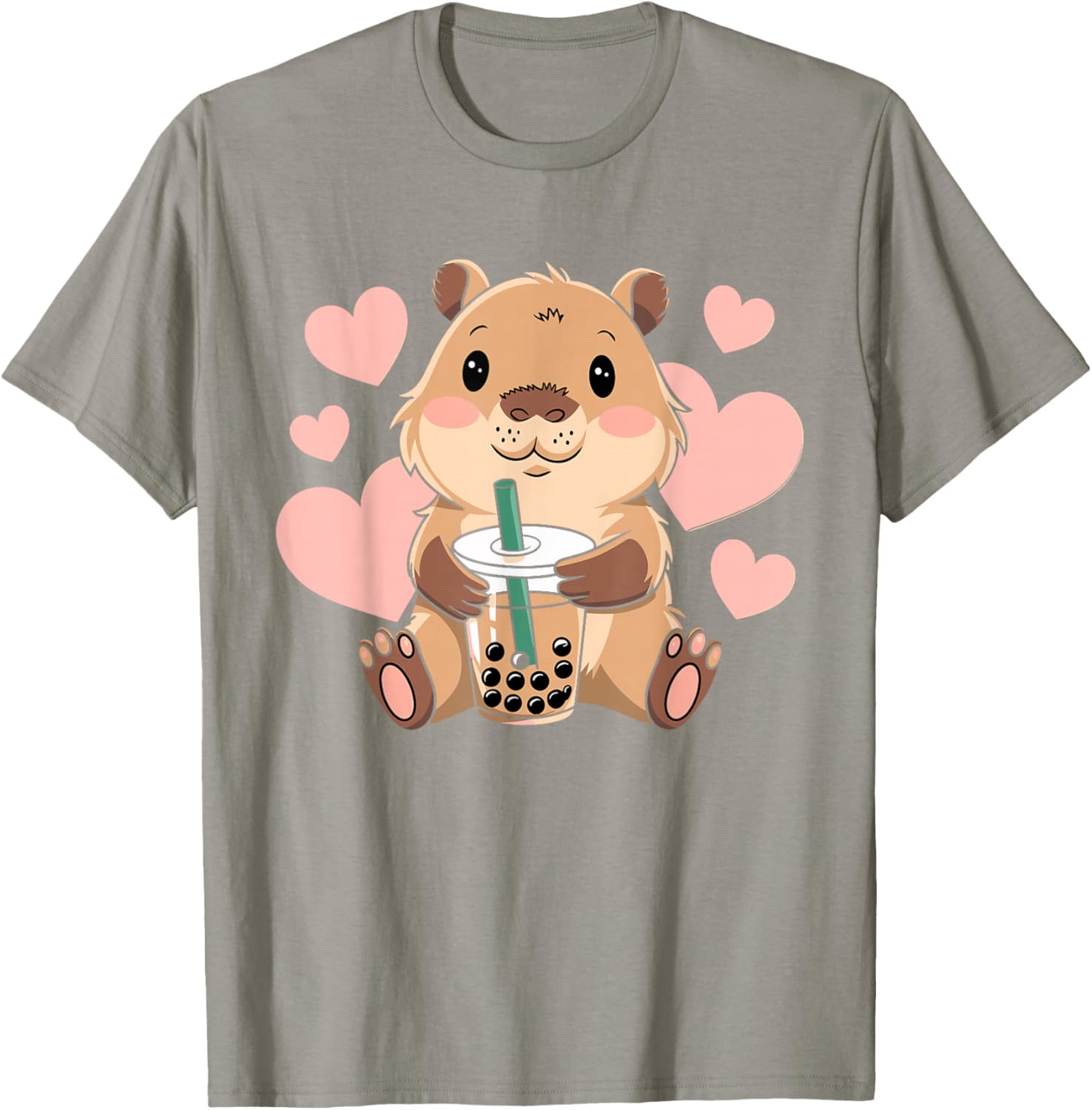Cute Capybara Boba Tea T-Shirt for Women, Teens, and Kids - 20