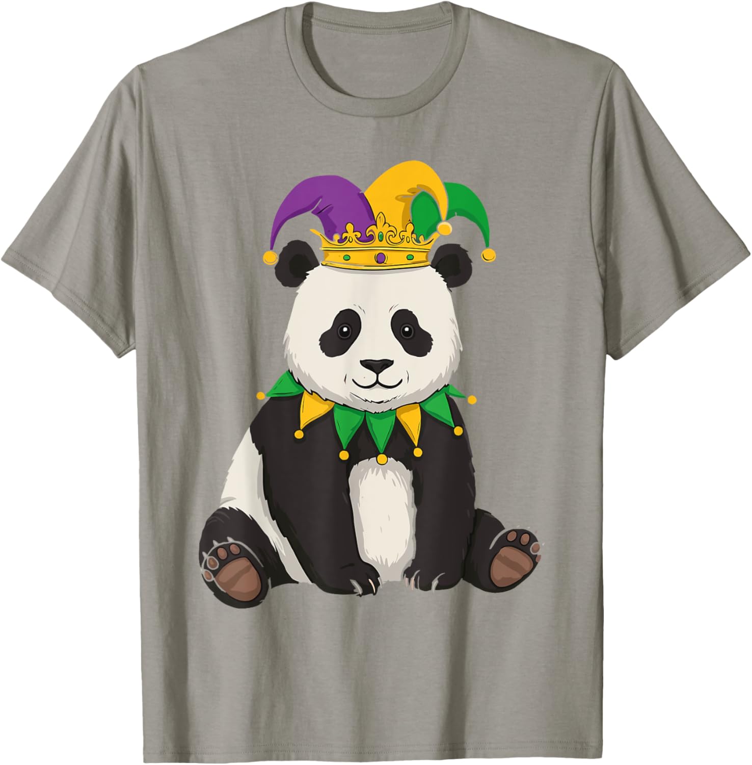 Funny Panda Mardi Gras Jester Hat Tee Cute Gift T-Shirt for All Ages - 4