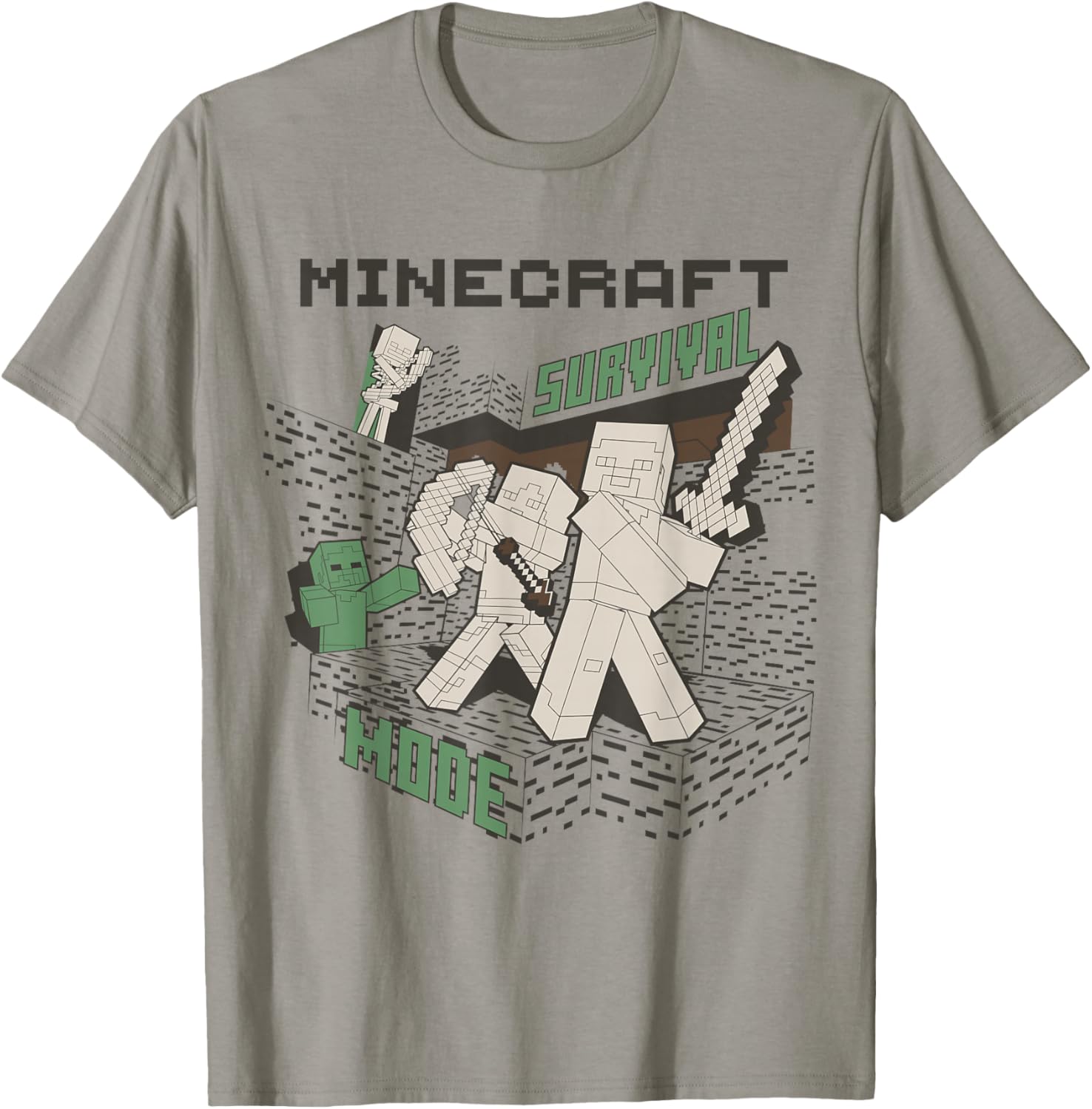 Minecraft Survival Mode Action Pose Scene T-Shirt for Gamers - 6