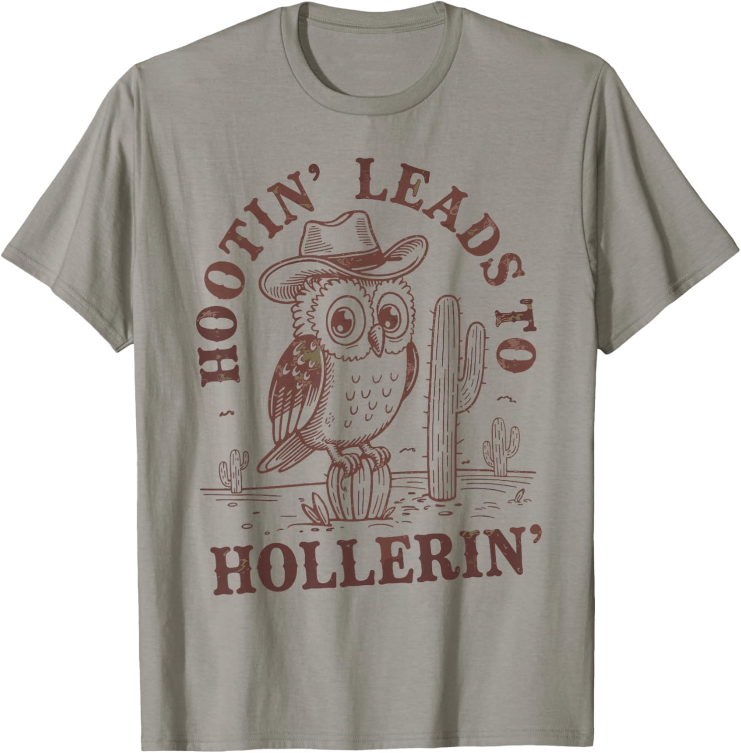 Funny Cowboy Owl T-Shirt Hootin Leads To Hollerin - Perfect Gift for Bird Lovers - 5
