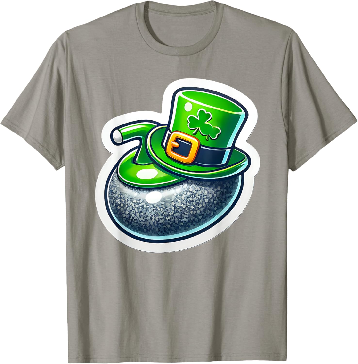 St. Patrick's Day Curling Stone Hat Irish Spirit Funny T-Shirt for Fun - 2