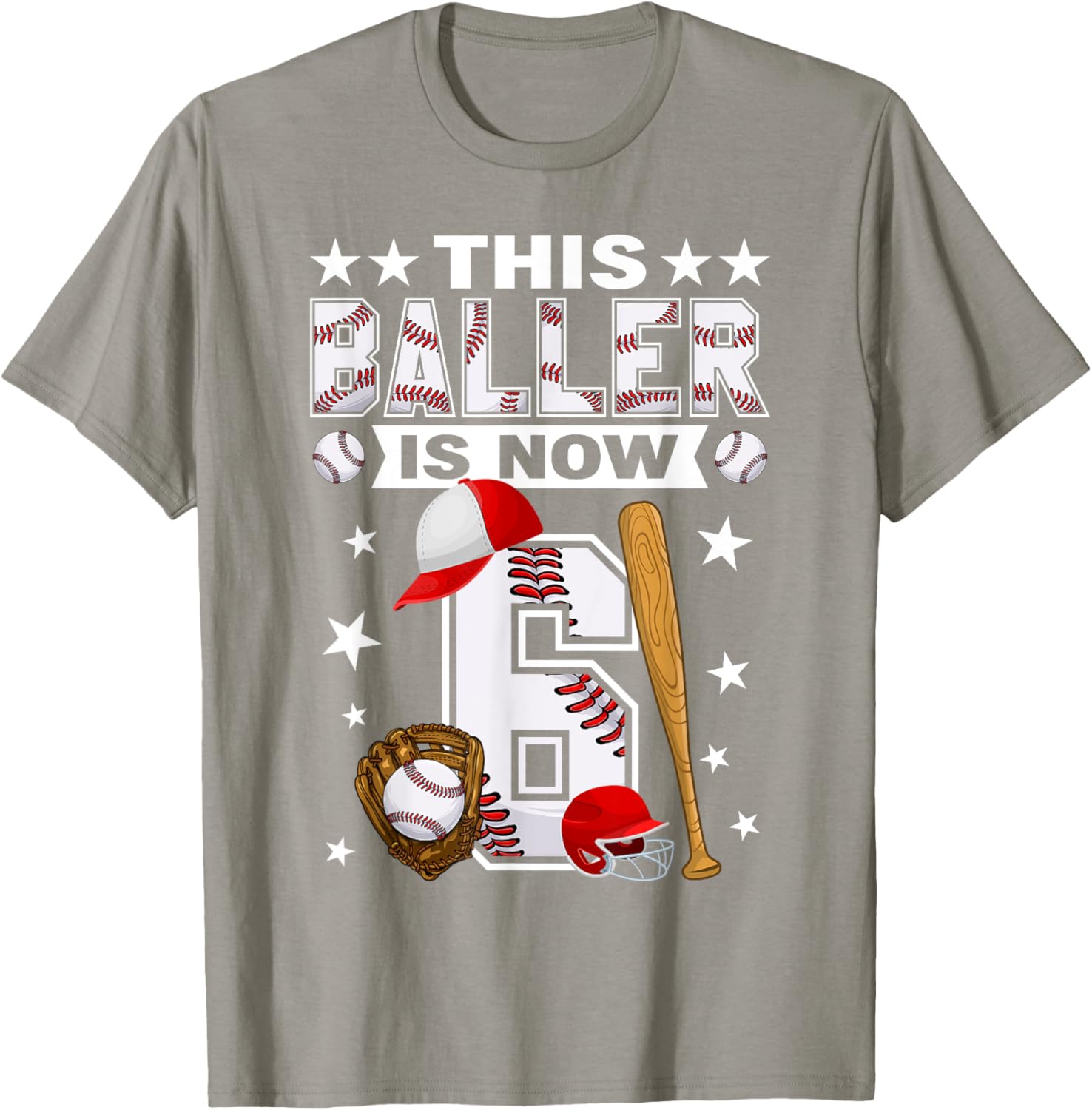 Cute 6 Year Old Baseball Lovers Boys T-Shirt for Kids Fun Style - 26