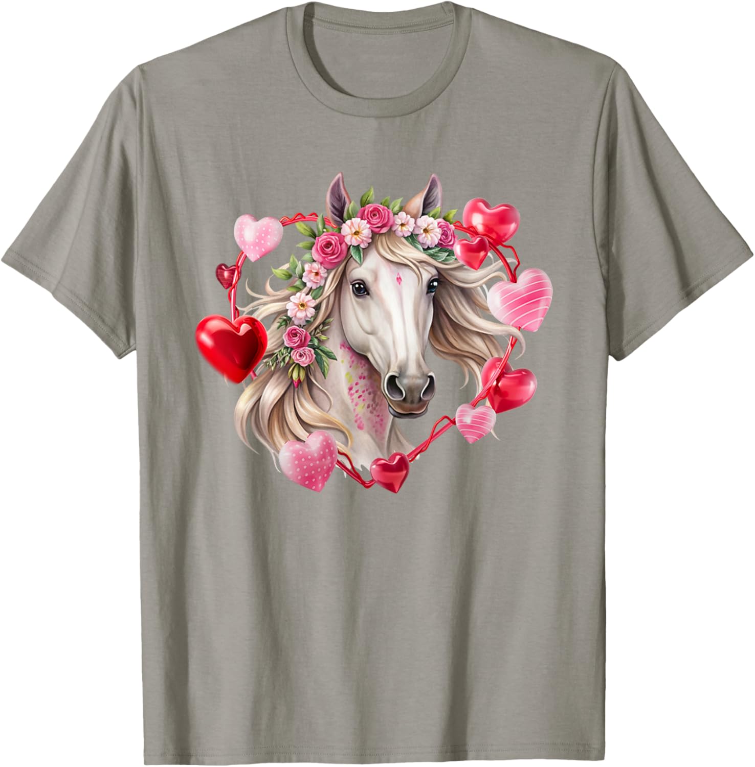Happy Valentine's Day Equestrian T-Shirt with Horse and Hearts Design - 12