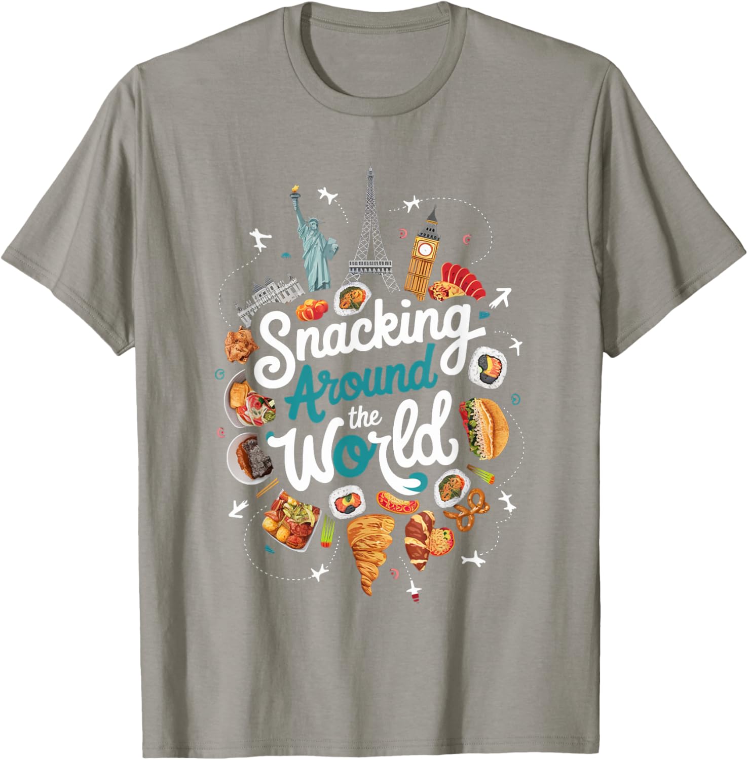 Snacking Around The World T-Shirt for Food Lovers in Travel Style - 21