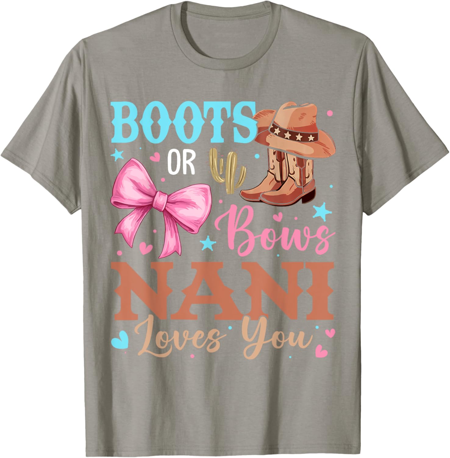 Nani Loves You Gender Reveal T-Shirt Boots or Bows Baby Shower Gift - 2