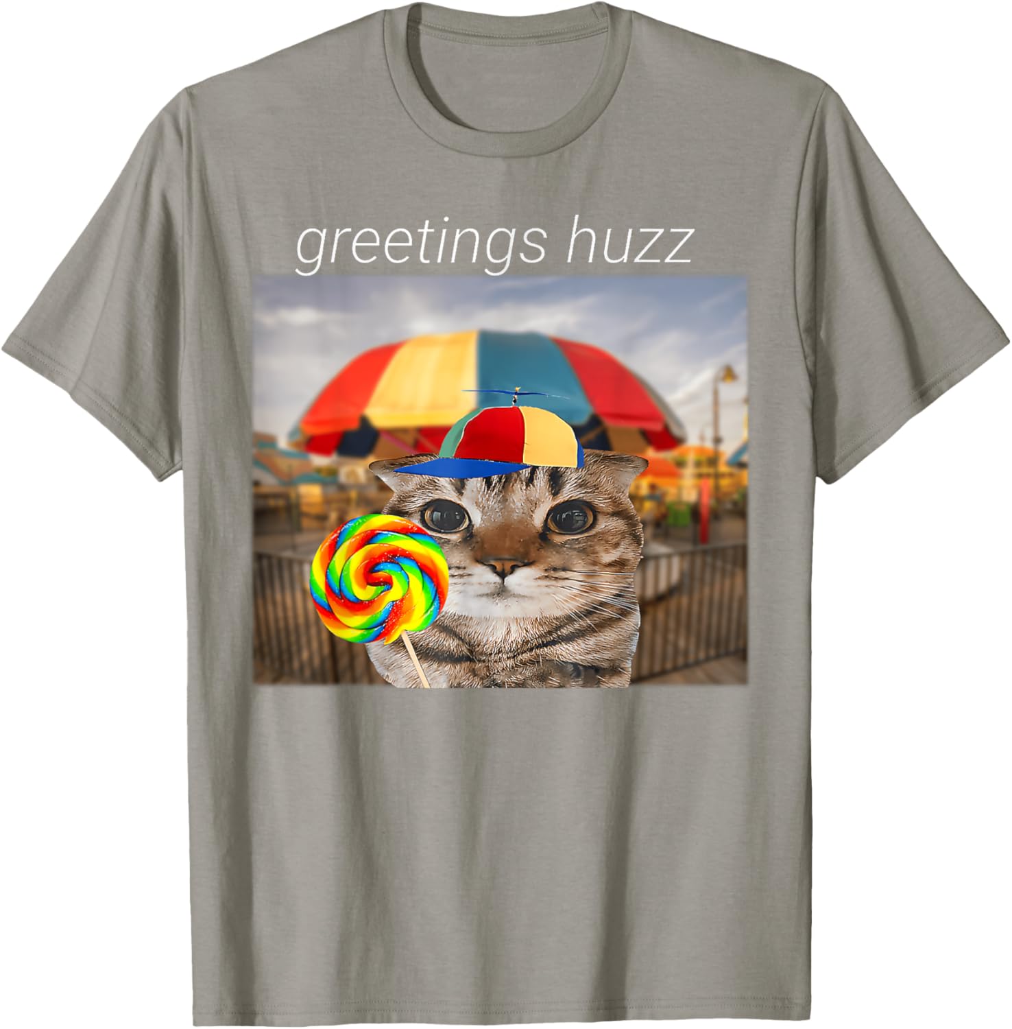 Funny Cat Huzz Meme T-Shirt for Men and Women - Cute Lollipop Design - 22